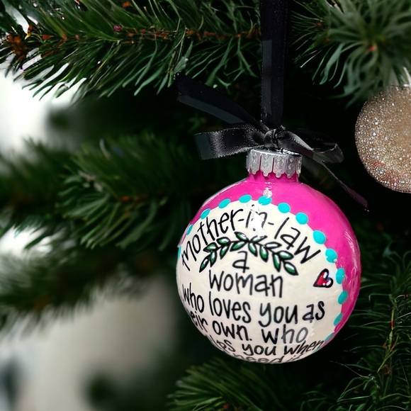 Heartfelt Mother-in-Law Christmas Ornament, Personalized & Hand-Painted Keepsake - Picture 4 of 10